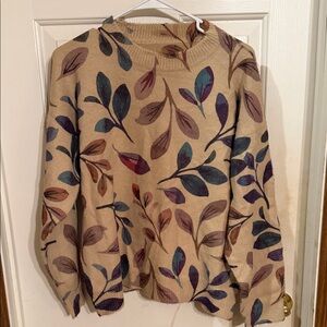 Leaf Patterned Beige Sweater